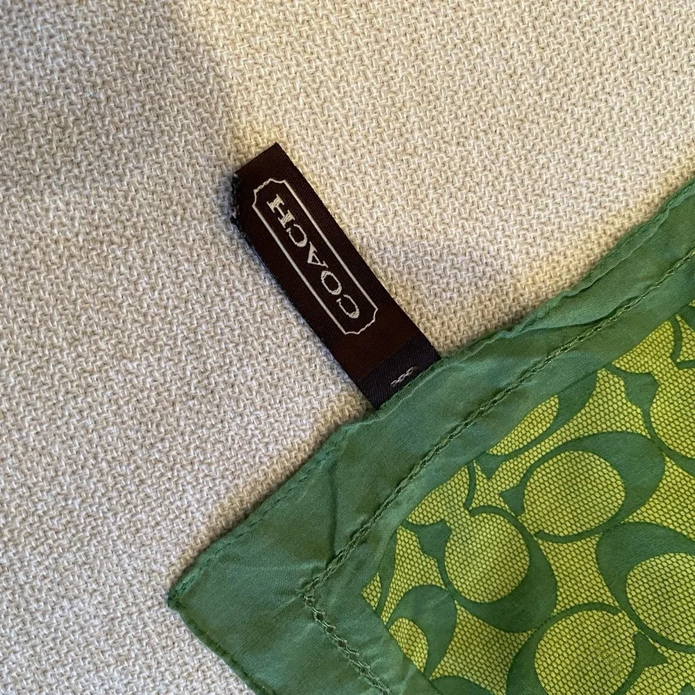 Vtg Y2K Coach Signature Silk Blend Scarf Bandana Green